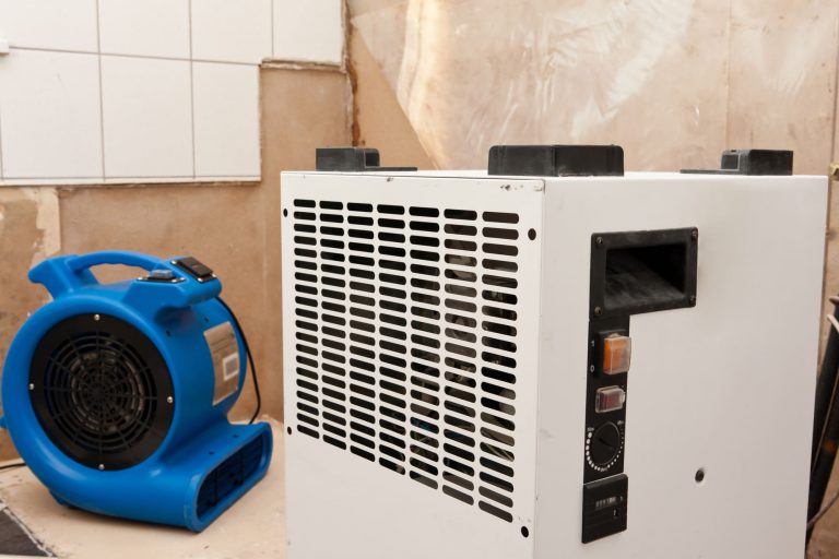 fan and dryer used for water damage restoration
